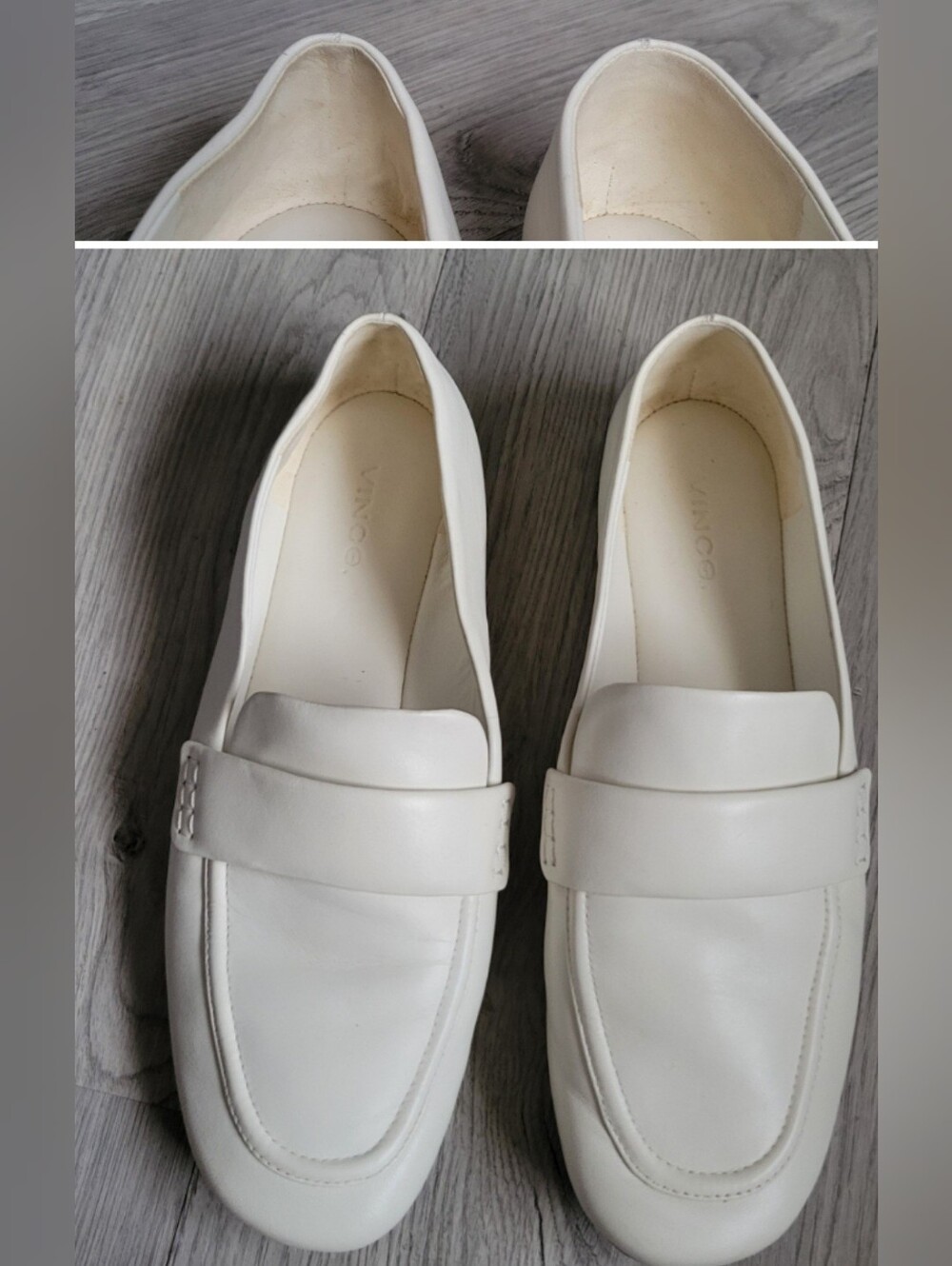 Vince Davis Milk White Leather Loafers with Penny Keeper Vamp, US 8.5 EU 39 - Picture 4 of 16